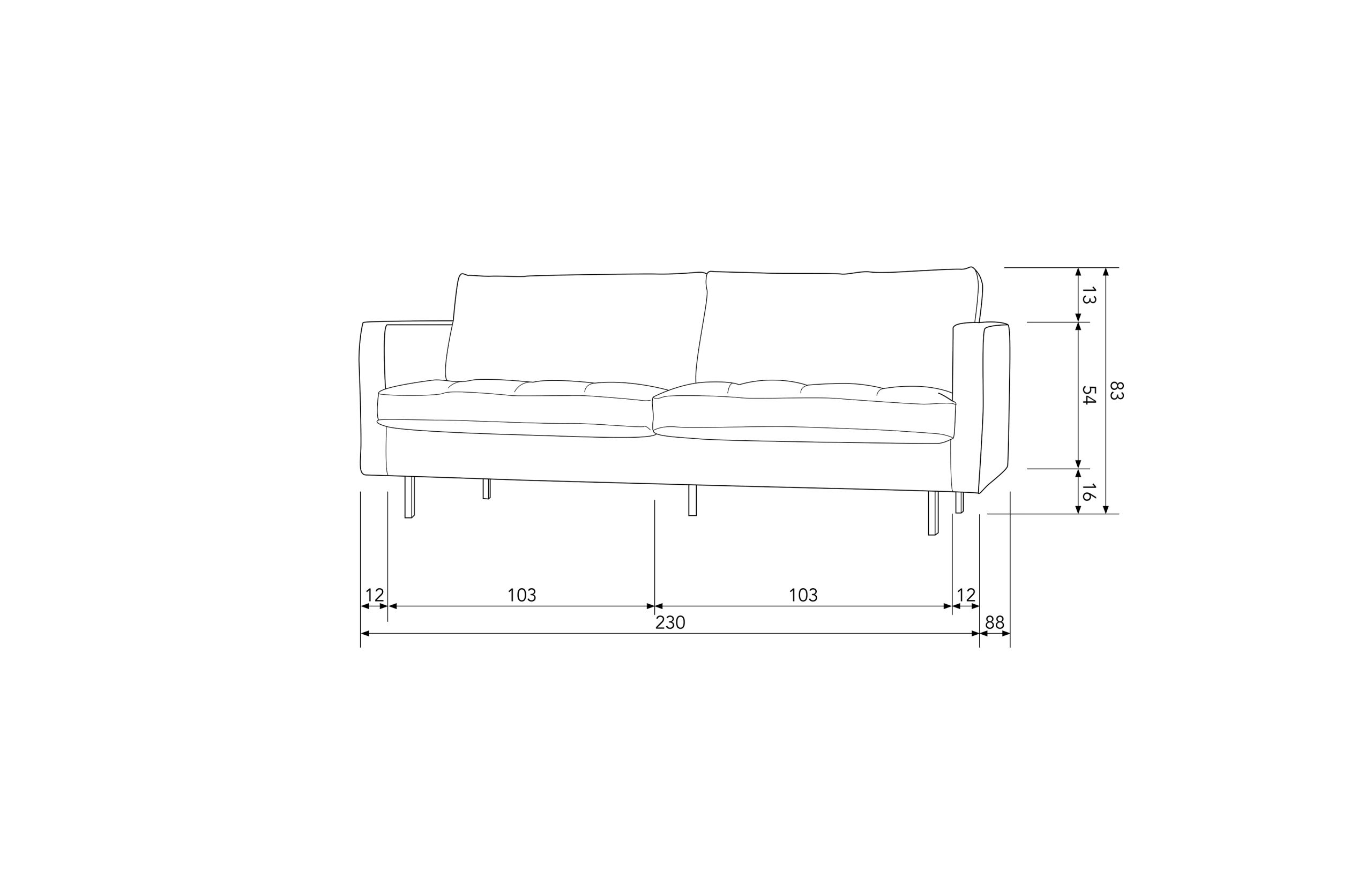 Ledersofa Classic Rodeo Chesterfield 2,5 Sitzer Cognac 230