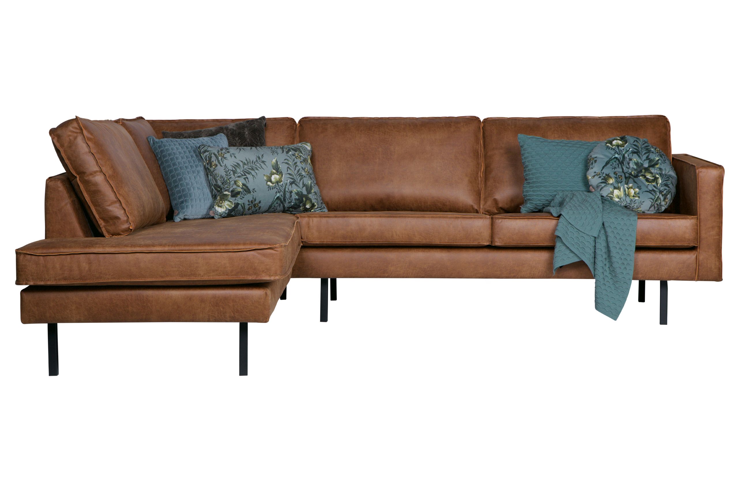 Ecksofa Eckbank Leder Rodeo 3-Sitzer Cognac Links 266/213 cm