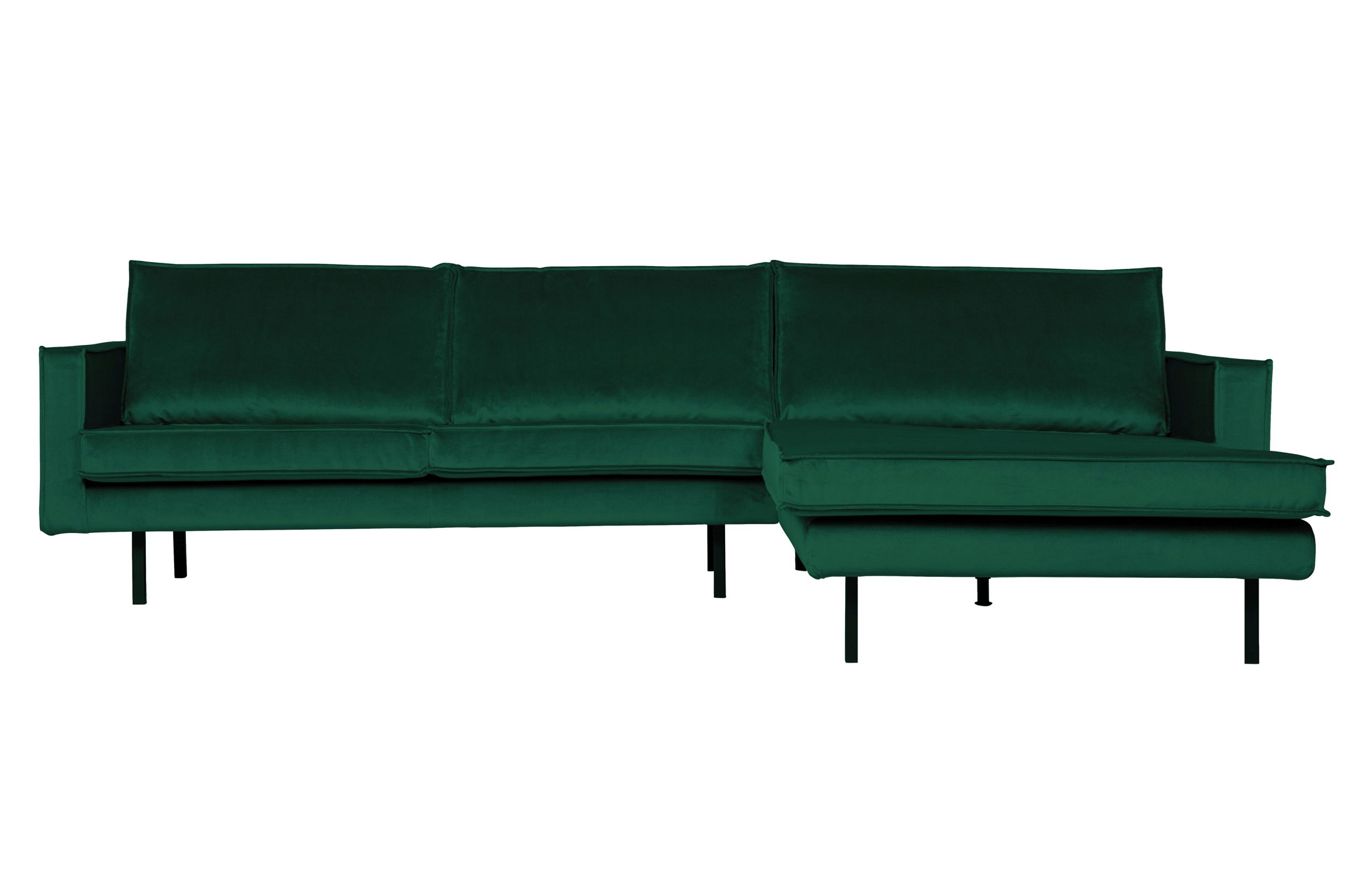 Retro Ecksofa Samt  Rodeo 3-Sitzer Rechts oder Links 300/160 Grüner Wald Rechts