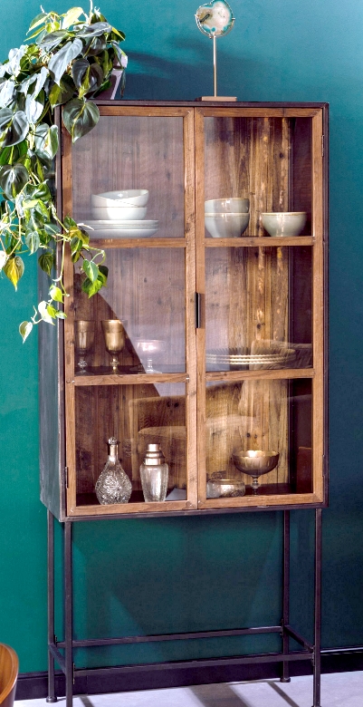 Vintage Vitrinenschrank Berlin Metall Holz 180 Ausstellungsstück