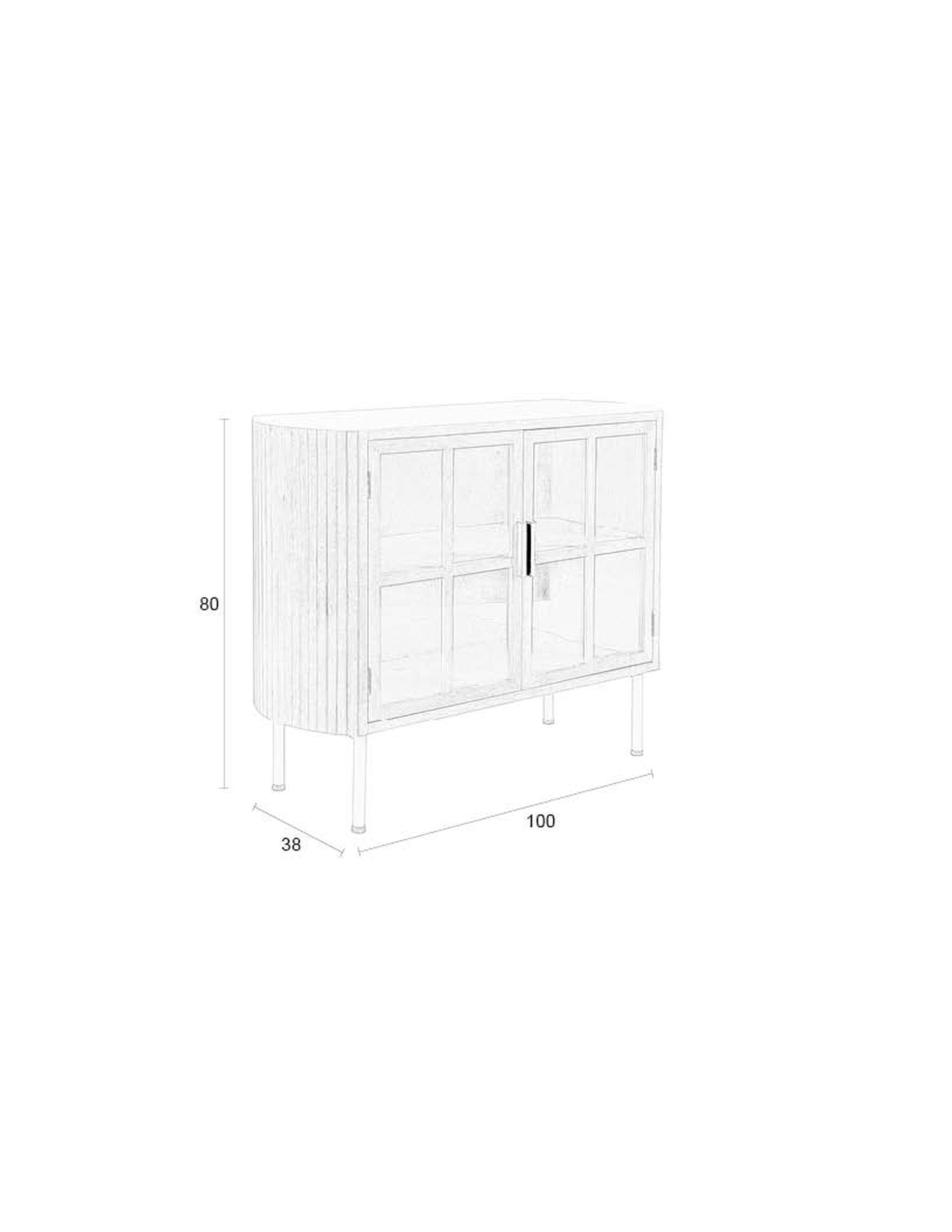 Retro Sideboard Vitrine Yaz Oval mit Sprossenkorpus