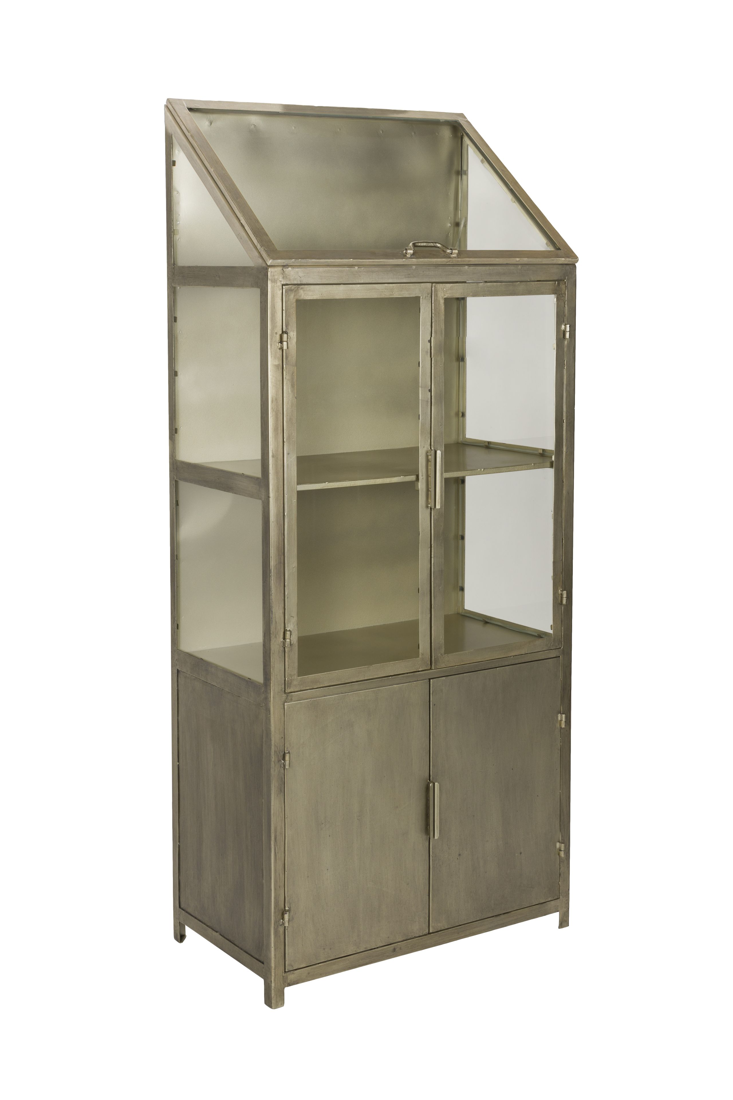 Industrial Vitrine Showcase Monviso Metall Glas Gold