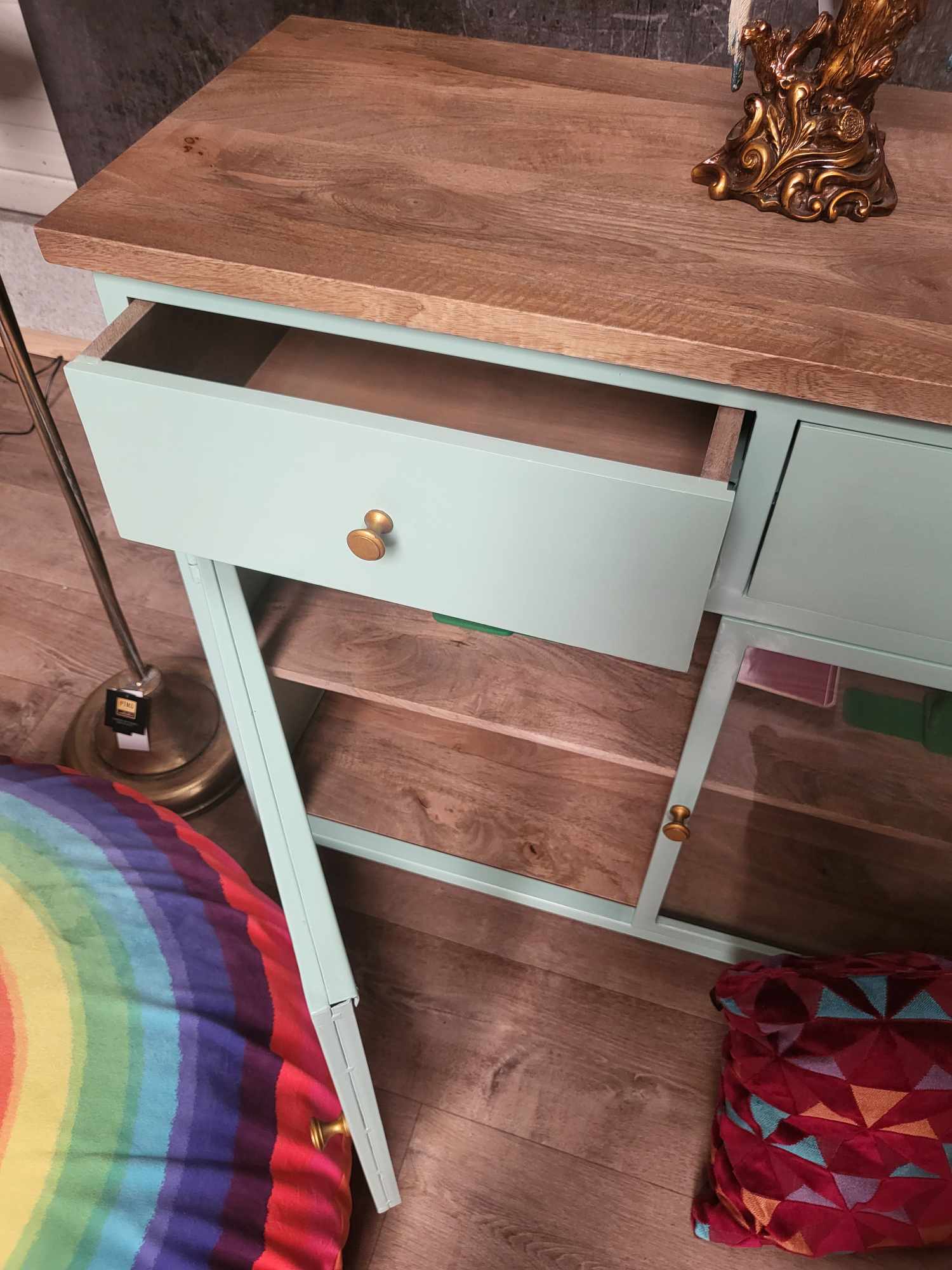 Küchenschrank Sideboard Vintage 2türig Provence Metallkorpus Holz Mint