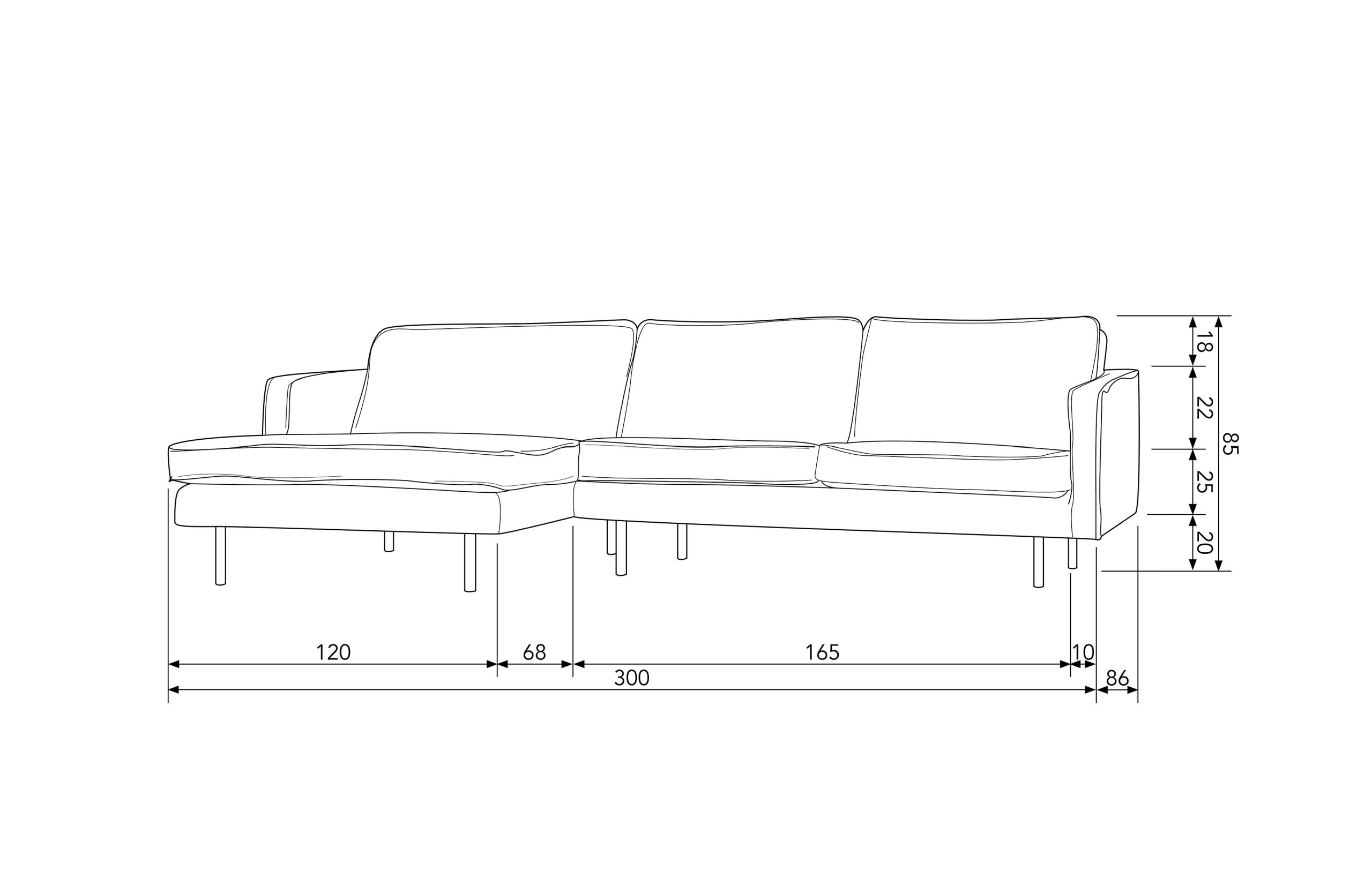 Retro Ecksofa Samt  Rodeo 3-Sitzer Rechts oder Links 300/160 verschiedene Farben